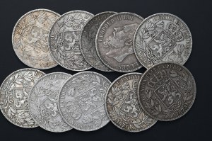 Belgium, 5 francs, Leopold II, various vintages, set of 10.