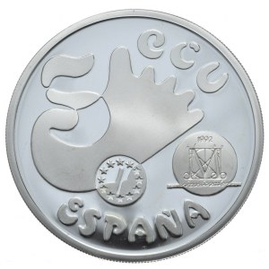 Hiszpania, 5 Ecu, 1992r. 1oz.