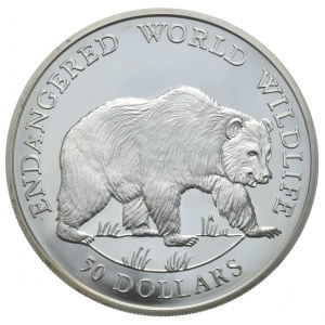 Wyspy Cooka, 50 Dolarów, 1990r., Niedźwiedź, Rzadkość