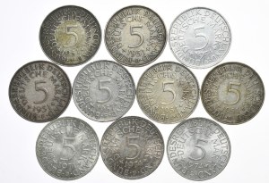Germany, 10x5 Marks, 1951-74.
