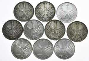 Germany, 10x5 Marks, 1951-74.