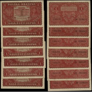 Polska, zestaw: 7 x 1 marek polskich, 23.08.1919