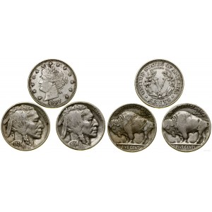 Stany Zjednoczone Ameryki (USA), zestaw: 3 x 5 centów, 1907, 1926, 1934, Filadelfia