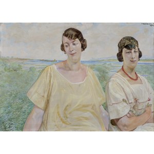 Malczewski Jacek, PORTRET ANNY SOCZYŃSKIEJ Z SIOSTRĄ AURELIĄ,1924