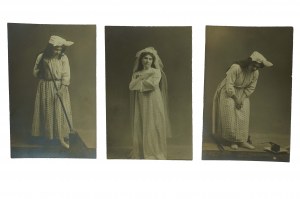 Bronislawa Wojciechowska [1884-1963] Polish theater actress, set of 3 postcard photographs
