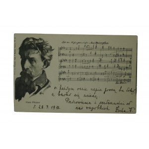 HANS PFITZNER [1869-1949] niemiecki kompozytor, dyrygent i pedagog, fragment zapisu nutowego, obieg 28.7.1910r.