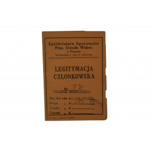 Spółdzielnia Spożywców Prac. Urzędu Wojew. w Poznaniu LEGITYMACJA na rok 1947/48