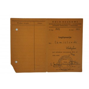 Legitymacja Koło Naukowe Stowarzyszenia Studentek i Studentów Akademii Handlowej w Poznaniu na rok akademicki 1946/47
