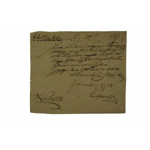 POKWITOWANIE przez Kaspra Dominikowskiego proboszcza kongregacji filipinów w Gostyniu , datowane 8.VI.1828r.