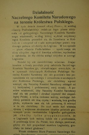 Activities of the Supreme National Committee on the territory of the Kingdom of Poland