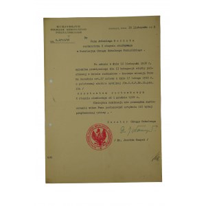 Kuratorium Okręgu Szkolnego Poznańskiego, mianowanie na ASYSTENTA RACHUNKOWEGO, datowane 16 listopada 1928r.