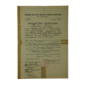 ŚWIADECTWO Państwowa Szkoła Sztuk Zdobniczych i Przemysłu Artystycznego, rok szkolny 1934/35
