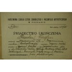 ŚWIADECTWO Państwowa Szkoła Sztuk Zdobniczych i Przemysłu Artystycznego, rok szkolny 1934/35