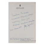 JERZY ZAGÓRSKI (1907-1984) | RĘKOPIS Z DEDYKACJĄ DLA DYREKTORA BURIANA (POLSKA / POLISH)