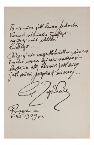 EMIL ZEGADŁOWICZ (1888-1941) | HANDWRITTEN AUTOGRAPH (POLAND / POLISH)