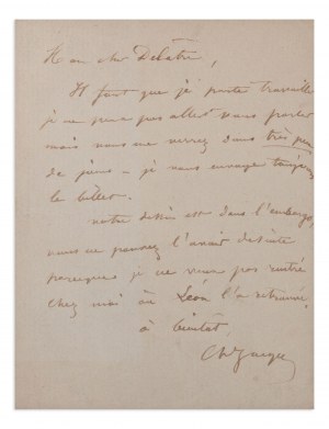 CHARLES-ÉMILE JACQUE (1813-1894) | HANDWRITTEN LETTER ADDRESSED TO AUGUSTE DELÂTRE (FRANCE / FRENCH)