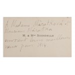 ÉMILE-ANTOINE BOURDELLE (1861-1929) | A SMALL ENVELOPE AND A BUSINESS CARD WITH A WISH ADDRESSED TO JOSEF MAŘATKA AND HIS WIFE (FRANCE / FRENCH)