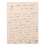 BERTHA SOPHIA FELICITA VON SUTTNER, BORN COUNTESS KINSKÁ OF VCHYNICE AND TETOVO (1843-1914) | HANDWRITTEN LETTER AND PERIOD PHOTO (AUSTRIA / AUSTRIAN)