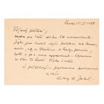 ADOLF ALEX ZAHEL (1888-1958) | LETTER WITH SIGNATURE AND TWO PHOTOS (CZECH/ BOHEMIAN)