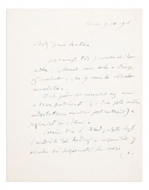 KAREL SVOLINSKÝ (1896-1986) | AUTOGRAPH LETTER (CZECH/ BOHEMIAN)