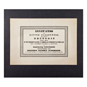 JOSEF JUNGMANN (1773-1847) | ZAPROSZENIE NA UROCZYSTĄ INAUGURACJĘ JAKO REKTOR UNIWERSYTETU KAROLA (CZESKIEGO)
