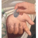 ANONIMO, Young Mother with a Child in her arms receiving a coin
