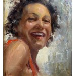 VINCENZO IROLLI, Portrait of a Smiling Woman - Vincenzo Irolli (1860)