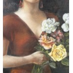 V. CAPRILE, Portrait of a Woman with Flowers - Vincenzo Caprile (1856 - 1936)