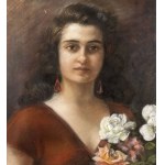V. CAPRILE, Portrait of a Woman with Flowers - Vincenzo Caprile (1856 - 1936)