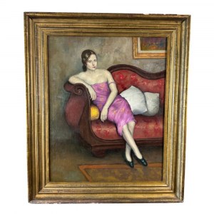 ANONIMO, Portrait of a woman on a sofa