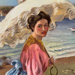 UNIDENTIFIED SIGNATURE, Portrait of a Woman with a Parasol by the Sea
