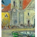 ANGELA CARUGATI, Street with a church and figures - Angela Carugati (1881 - 1977)