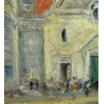 ANGELA CARUGATI, Street with a church and figures - Angela Carugati (1881 - 1977)