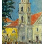 ANGELA CARUGATI, Street with a church and figures - Angela Carugati (1881 - 1977)