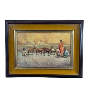 Scognamiglio Giuseppe, Figures with a flock - Scognamiglio Giuseppe (Portici 1901-1985 )