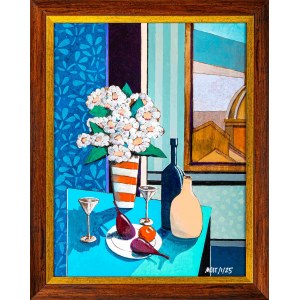 Michal Ostaniewicz, Still life with view of Siena, 2025