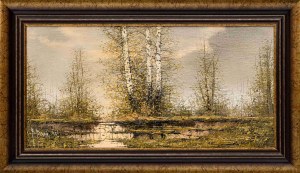 Bohdan Piasecki, Autumn - birches over the floodplain, 1995