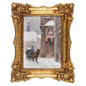 Włodzimierz Rutkowski, Dorożka in der Altstadt von Warschau, 20. Jahrhundert.