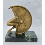 Brass sculpture, stone base, 1920s design.
