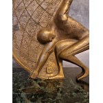 Brass sculpture, stone base, 1920s design.