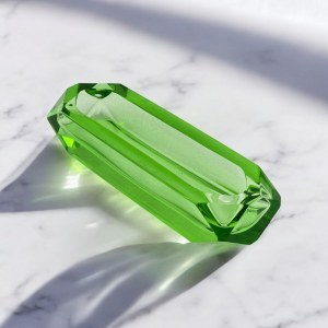 Glass comb container, signed, J. Stolle, Niemen glassworks, 1930s.