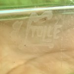 Glass comb container, signed, J. Stolle, Niemen glassworks, 1930s.
