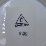Porcelain saucepan, signed, cut Baltic, decor 699, Ćmielów, 1930s.