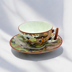 Porcelain duo, cut Flat, decor 901, signed, Porcelany Factory Ćmielów, 1930s.