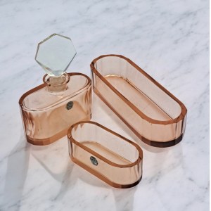 Toilet glass set, J. Stolle, Niemen Glassworks, model 1321, 1930s.