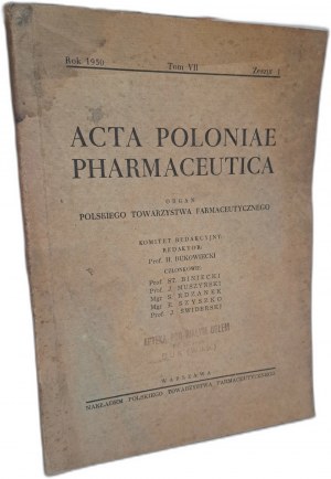 Acta Poloniae Pharmaceutica volume VII notebook 1 year 1950