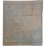Mapa polskiej sieci kolejowej, Główniejsze linie komunikacyjne Europy 54 X 47,5 cm 1931