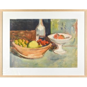 Abraham WEINBAUM (1890-1943), Praca dwustronna. Recto: Martwa natura z owocami i butelką, verso: Martwa natura z gitarą i owocami