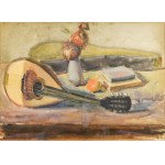 Abraham WEINBAUM (1890-1943), Praca dwustronna. Recto: Martwa natura z owocami i butelką, verso: Martwa natura z gitarą i owocami