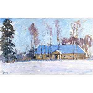 Julian FAŁAT (1853-1929), Dwór zimą, 1913